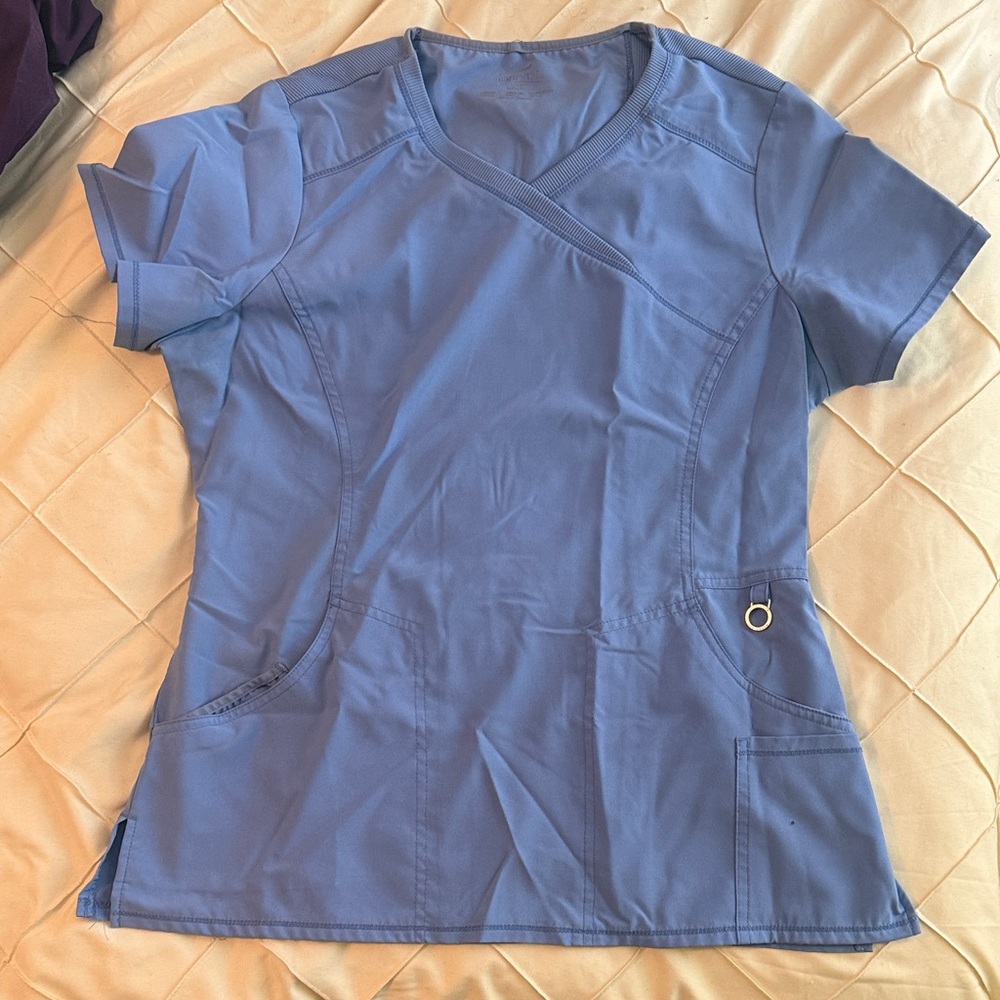 Classic Blue V-Neck Women's Scrub Top